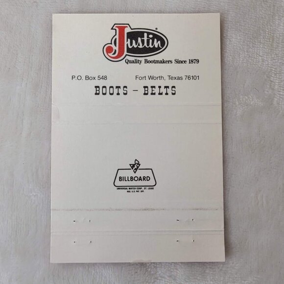 Vintage Matchbook Cover Justin Boots Gartner’s Capital Shoe Hospital Bismarck ND - Picture 5 of 5